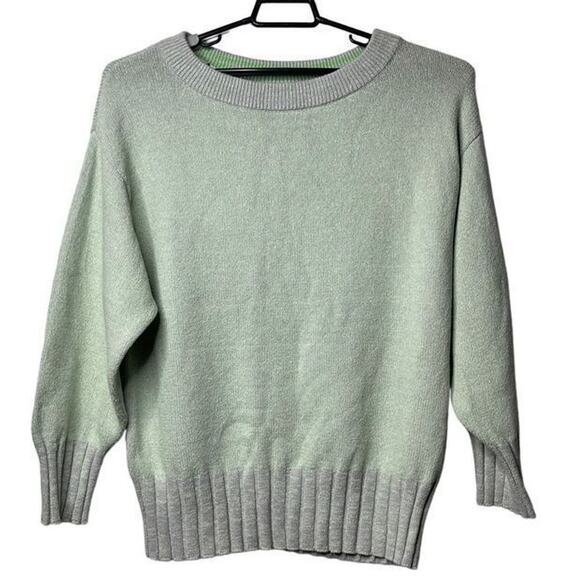 Free People‎ Street Fair Tunic Lime Grey Combo Oversized Sweater XS New - Picture 2 of 15